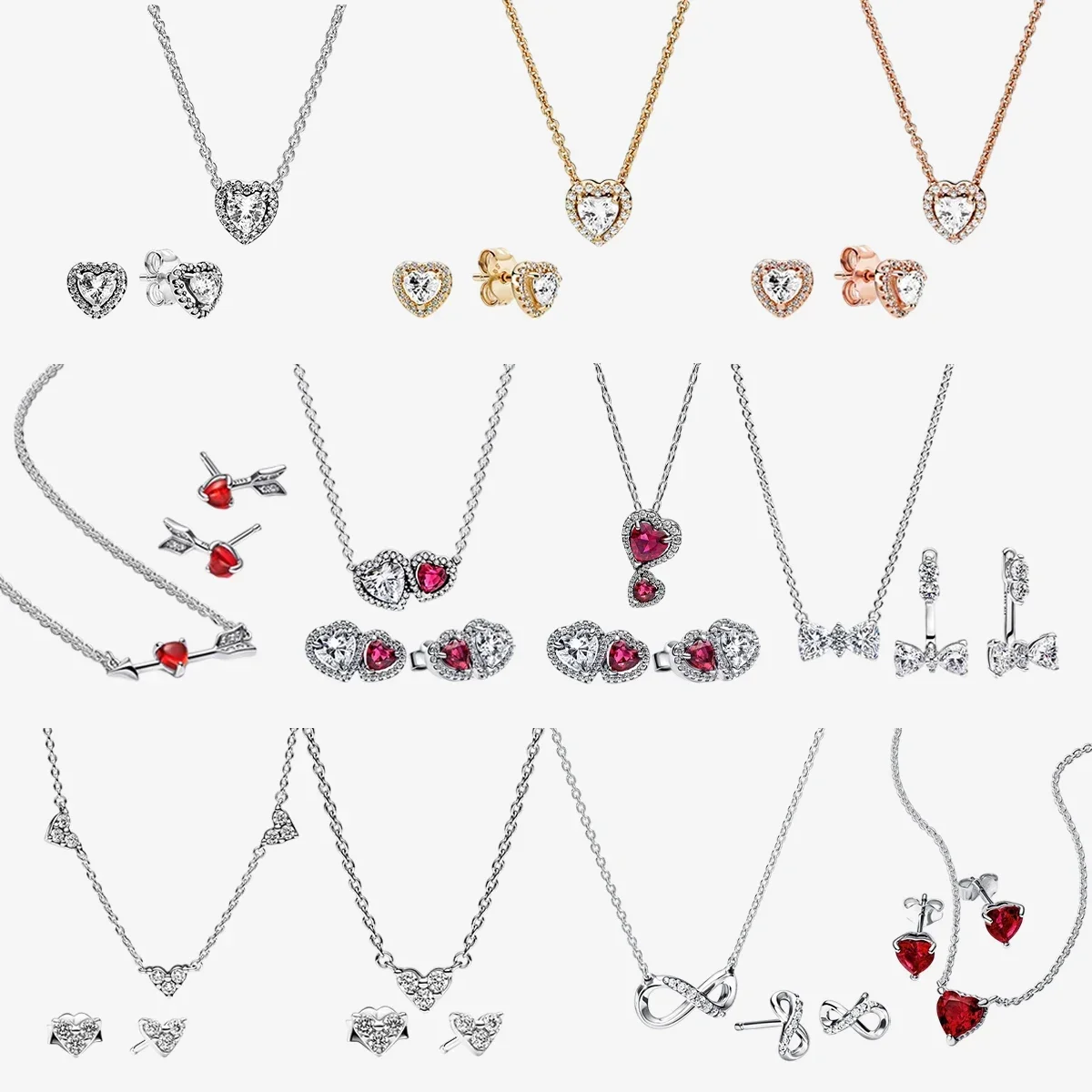 

2025 New Valentine's Day New Heart Pendant Necklace and Earring Set Gift Symbolize Profound Love Exquisite Couple Jewelry Set