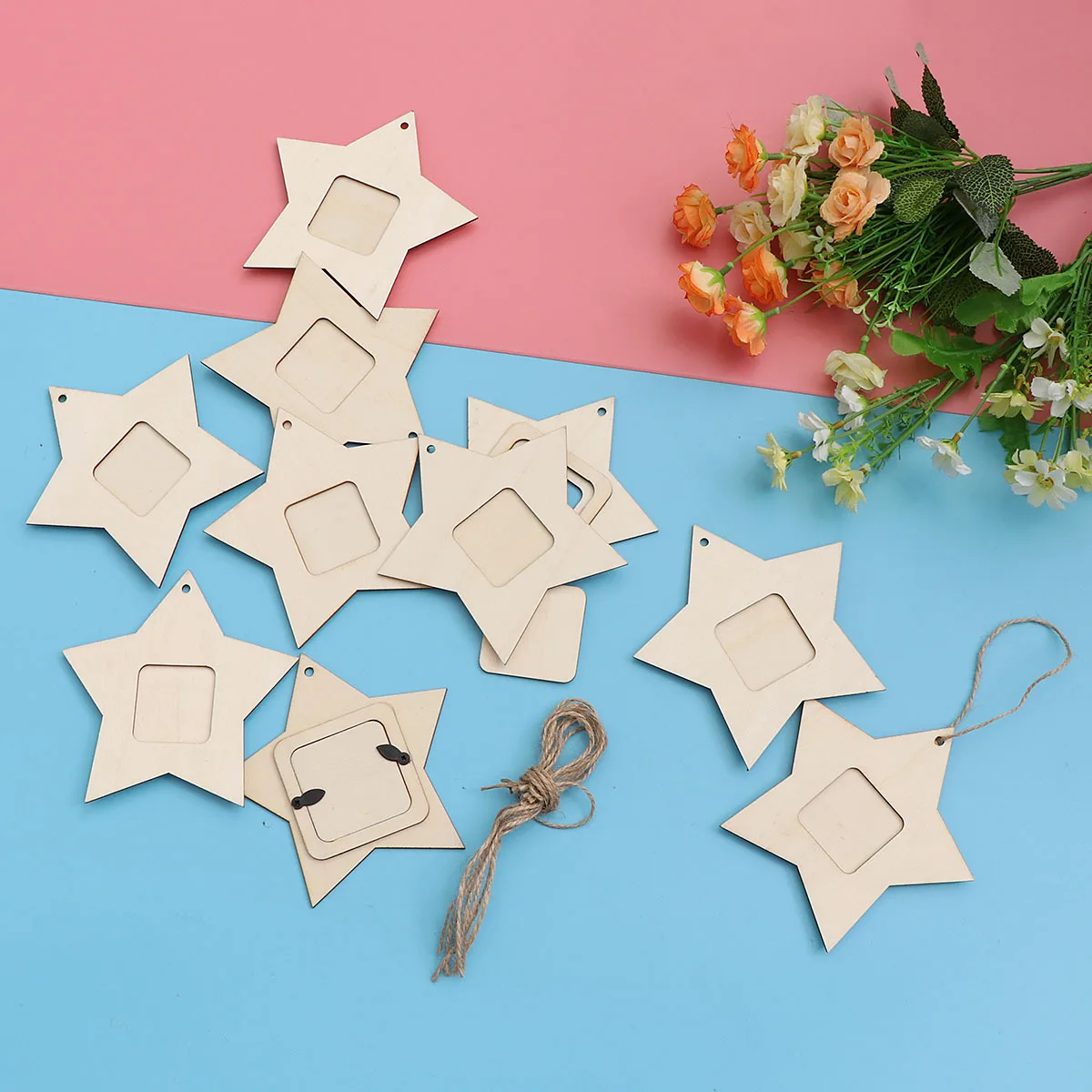 

Wooden Photo Frames DIY Star Shape Mini Picture Frame Holder Bedroom Living Room Decor Non Toxic Eco Friendly Wall Mount