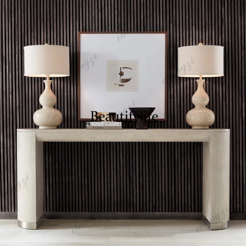 American rural solid wood entrance table, foyer entrance table, long table, old sofa back