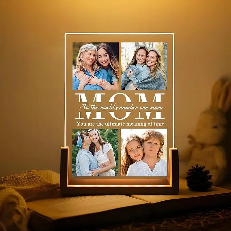 

Personalized Mother's Day Gifts for Mom Custom Picture Frame Light Plaque with Photo Text for Women Wife Birthday Anniversaries