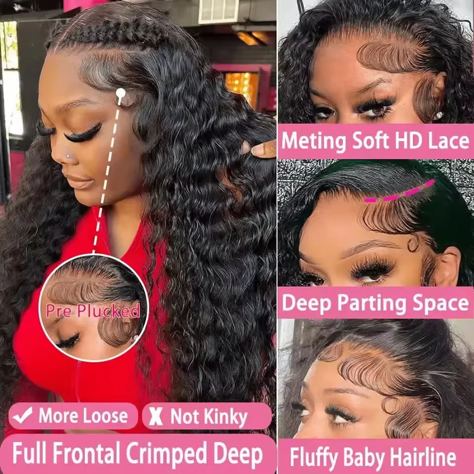 40 46 Inch Water Wave Transparent Lace Frontal Wigs Human Hair 13x6 Hd Curly Wigs Deep Wave 13x4 Lace Front Wigs For Black Women