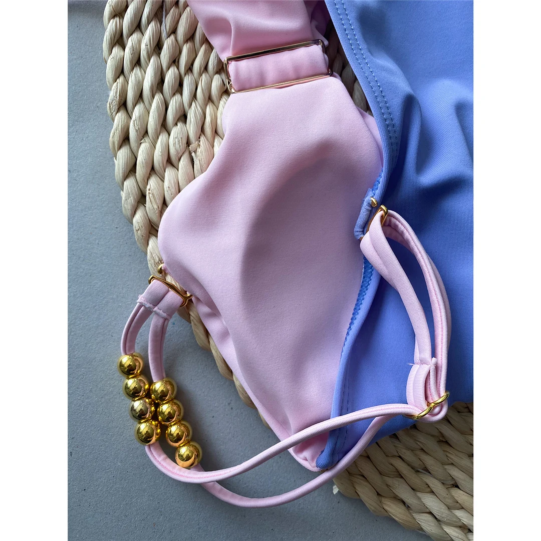S - XL Sexy, mit Ausschnitten und Knoten versehener Rock, einteiliger Badeanzug, Damen-Badebekleidung, Damen-Badeanzug mit Falten, Badeanzug, Modell V5423. – Detail 8