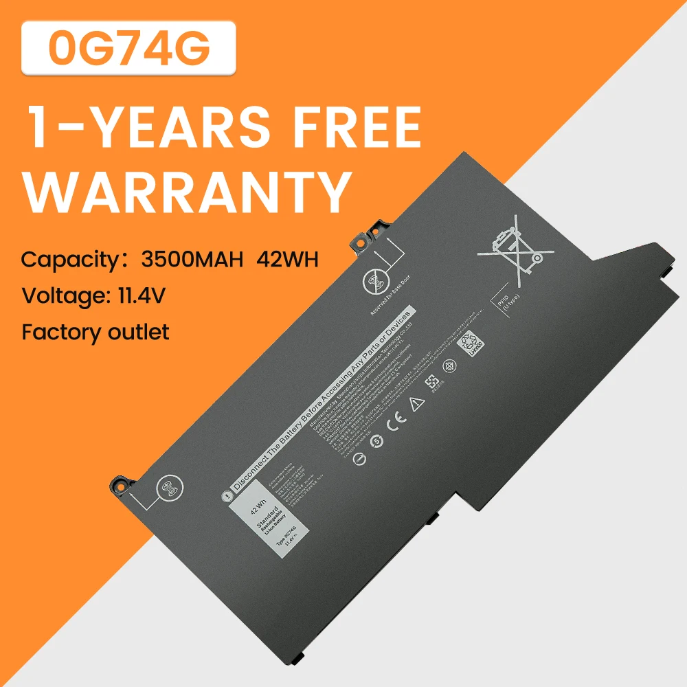 

0G74G Battery For DELL Latitude 12 7000 7280 7380 7480 Series PGFX4 0NF0H