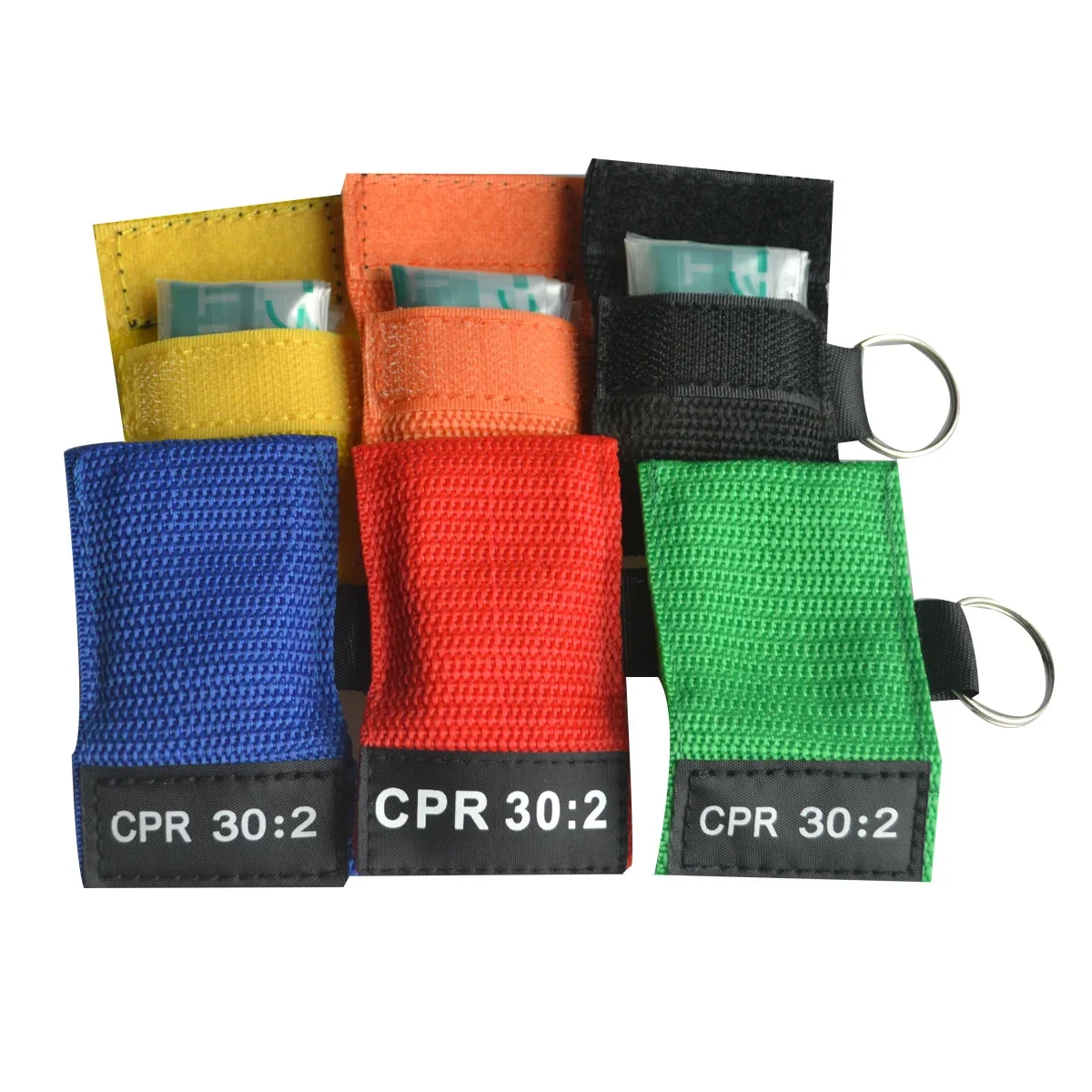 50 pcs Random 6 Color CPR 30:2  Resuscitator Mask Heart Recovery Emergency  First Aid Rescue Mask With Keychain Portable