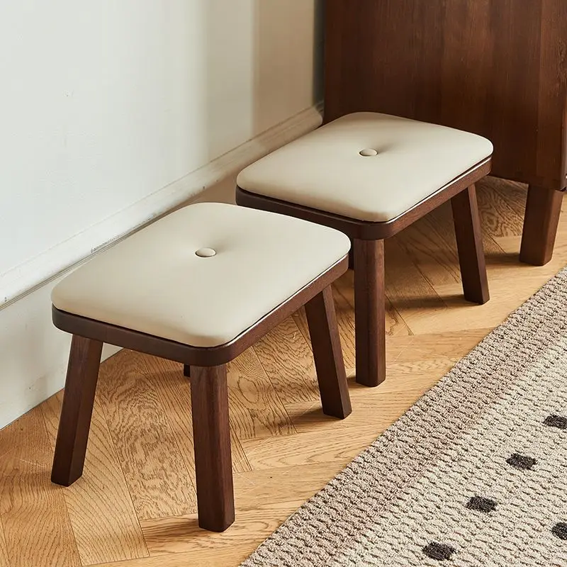 Solid wood small stool household small bench sofa soft bag footstool creative shoe changing stool balcony furniture