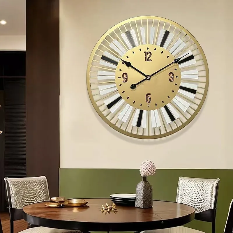 Modern Silent Golden Metallic Wall Clocks Creative Nordic Style Entrance Hall Clocks Simple Art Living Room Home Decoration