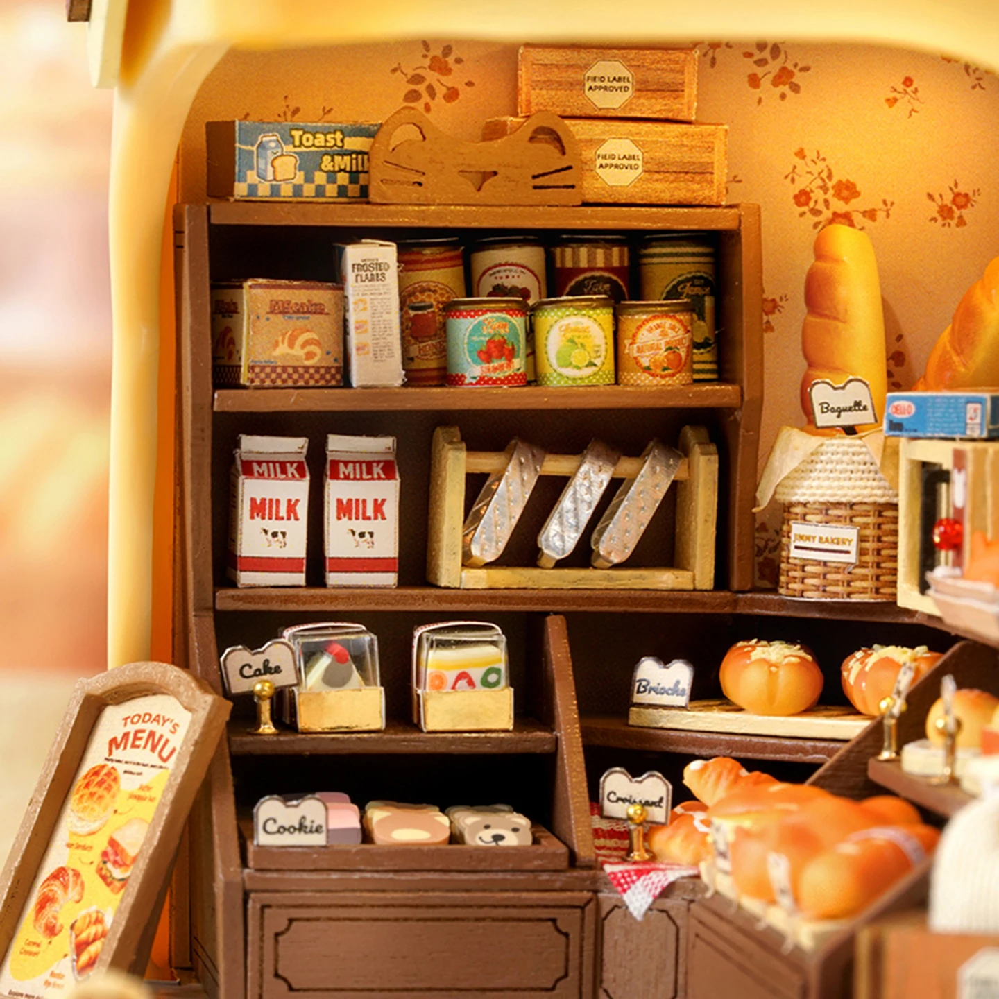 Mini Bakery Dollhouse Kit 3D Jigsaw Assembly Model DIY Handmade Set, Bedroom Decoration Wooden Crafts Girl Toys Birthday Gift