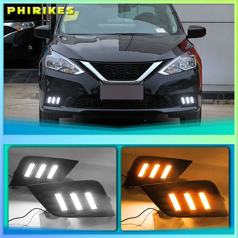 

For Nissan Sentra Sylphy 2016 2017 2018 headlight headlights 2pcs LED Daytime Running Lights DRL fog lights fog lamps fog light