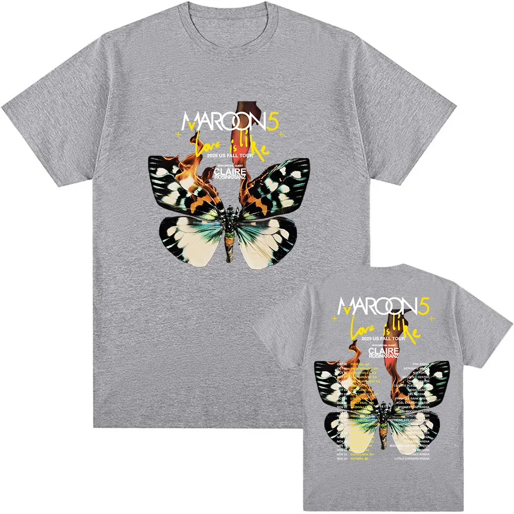 MAROON 5 Love Is Like Tour T-shirt Album Pattern Printed T-shirt Grunge Fashion Neutral Street Wear Summer Men's T-shirt Top
