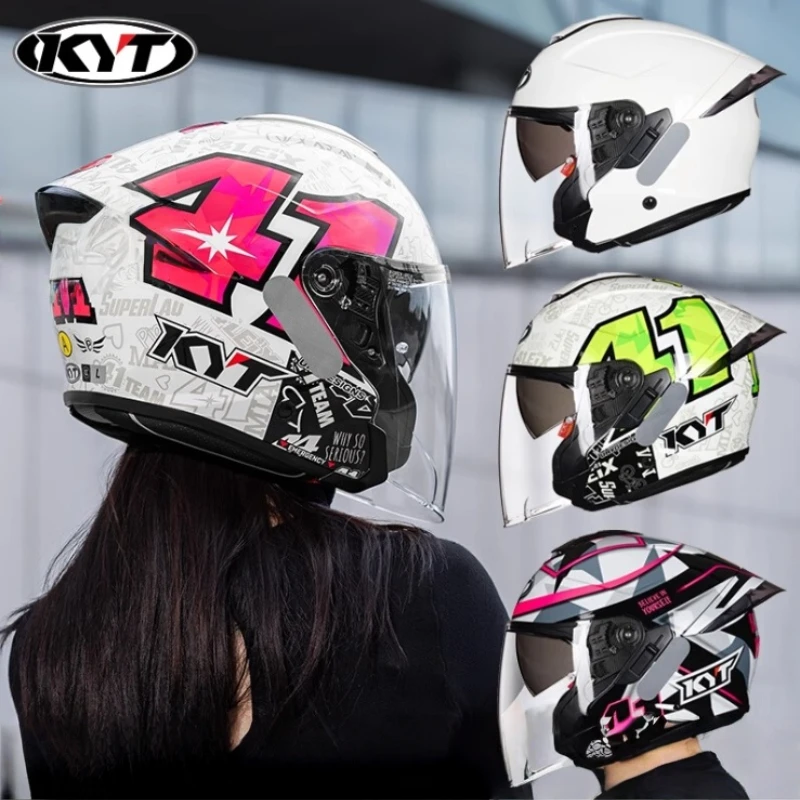 

KYT Original Motorcycle Helmet for Men's and Women's 3/4 Helmet Motorcycle Half Helmet cascos para moto casco moto 헬멧반모 Шлем