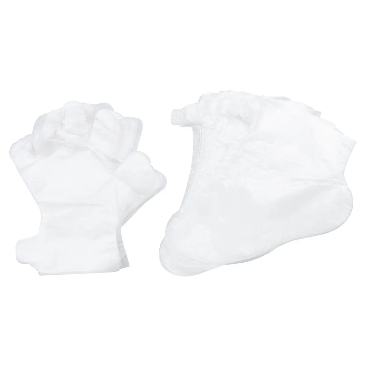 

200pcs Disposable Plastic Gloves One-off Foot Cover long-cylinder Gloves for Pedicure (100PCS Plastic Gloves + 100PCS Plastic Fo
