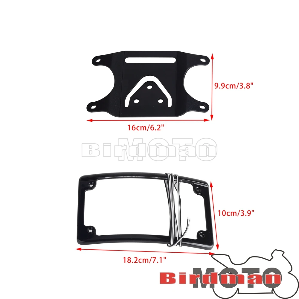 Curved Laydown License Plate Mount Frame For Harley XLS XLX XLH1100 XR1000 XL1200C XL50 3-Hole License Plate Mount Truck Bracket