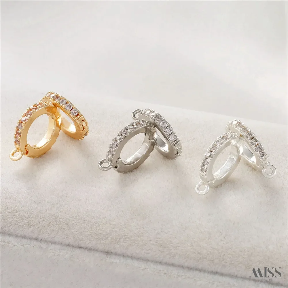 14K Gold Color Zircon with Pendant Ring Universal Pendant Buckle DIY Bracelet Necklace Pendant Accessories