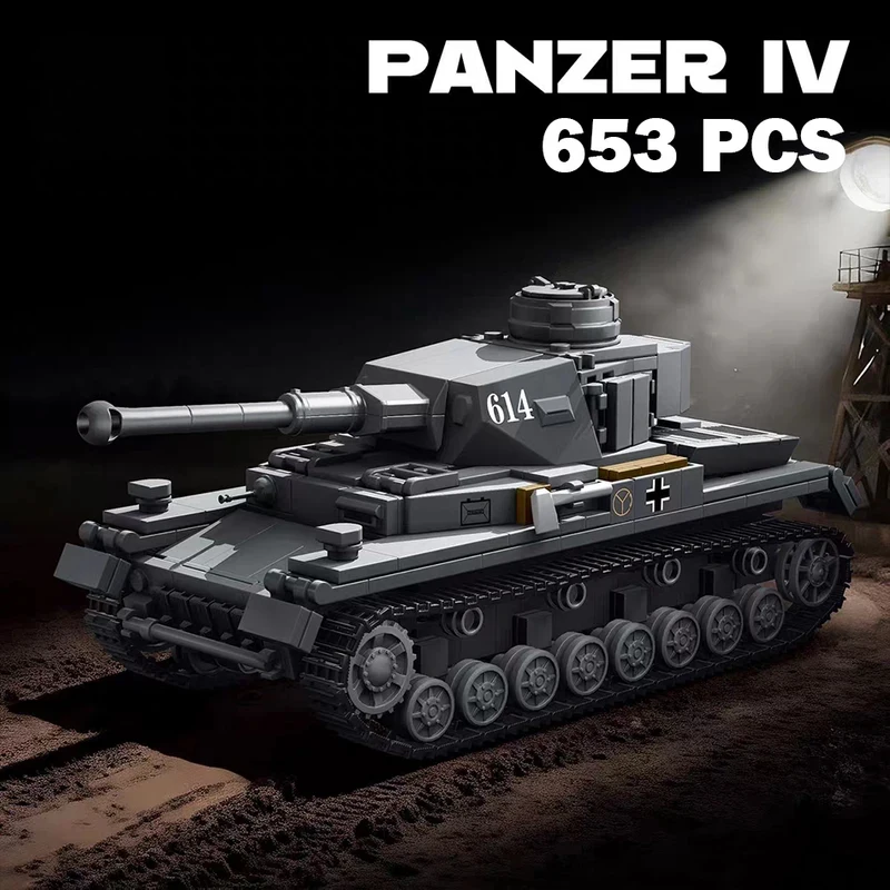 

Military German Panzer IV Sd.Kfz.161 Medium Tank Model Building Blocks World War 2 Infantry Tank Assembly Bricks Toys Kids Gifts