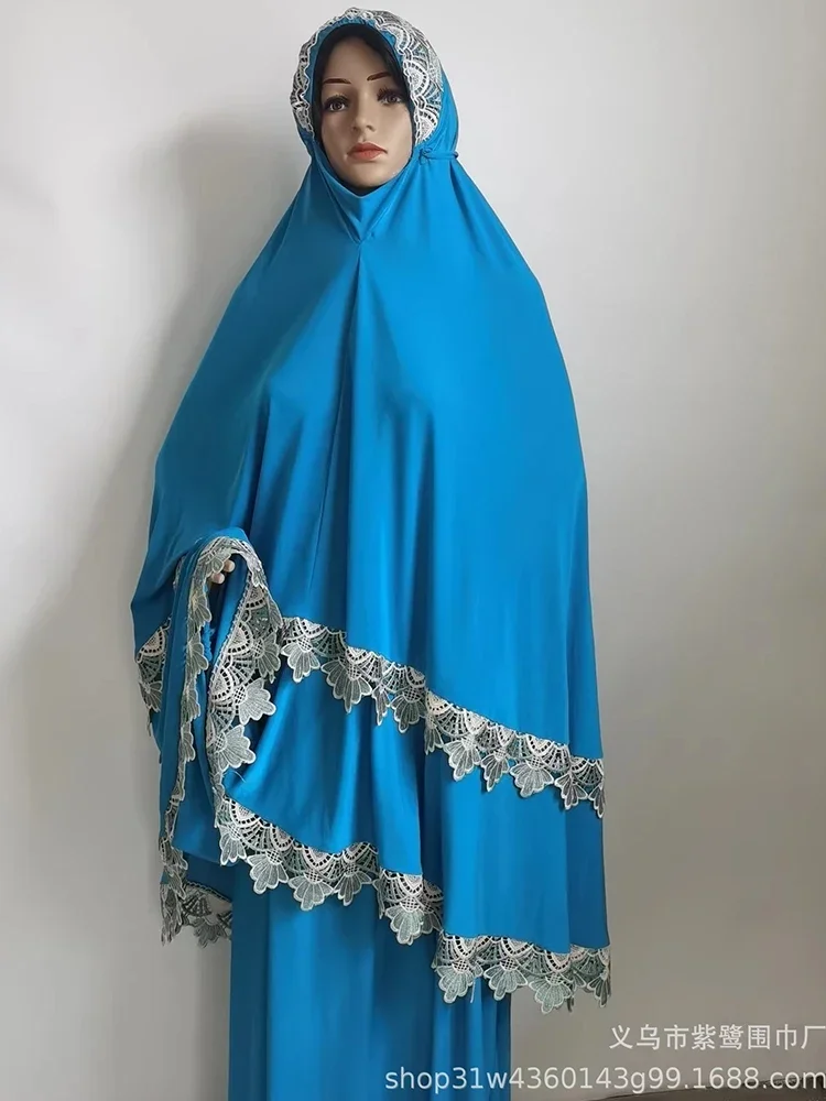 Conjunto de 2 piezas de Ramadán, Abaya musulmana de Khimar larga, prenda de oración para mujer, vestido de oración saudita, conjuntos de falda de