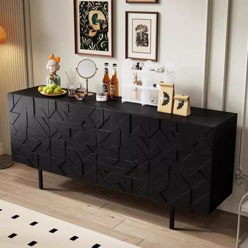 Solid wood dining side cabinet French bucket  Living room by the wall Entrance  Geometric storageShoe cab