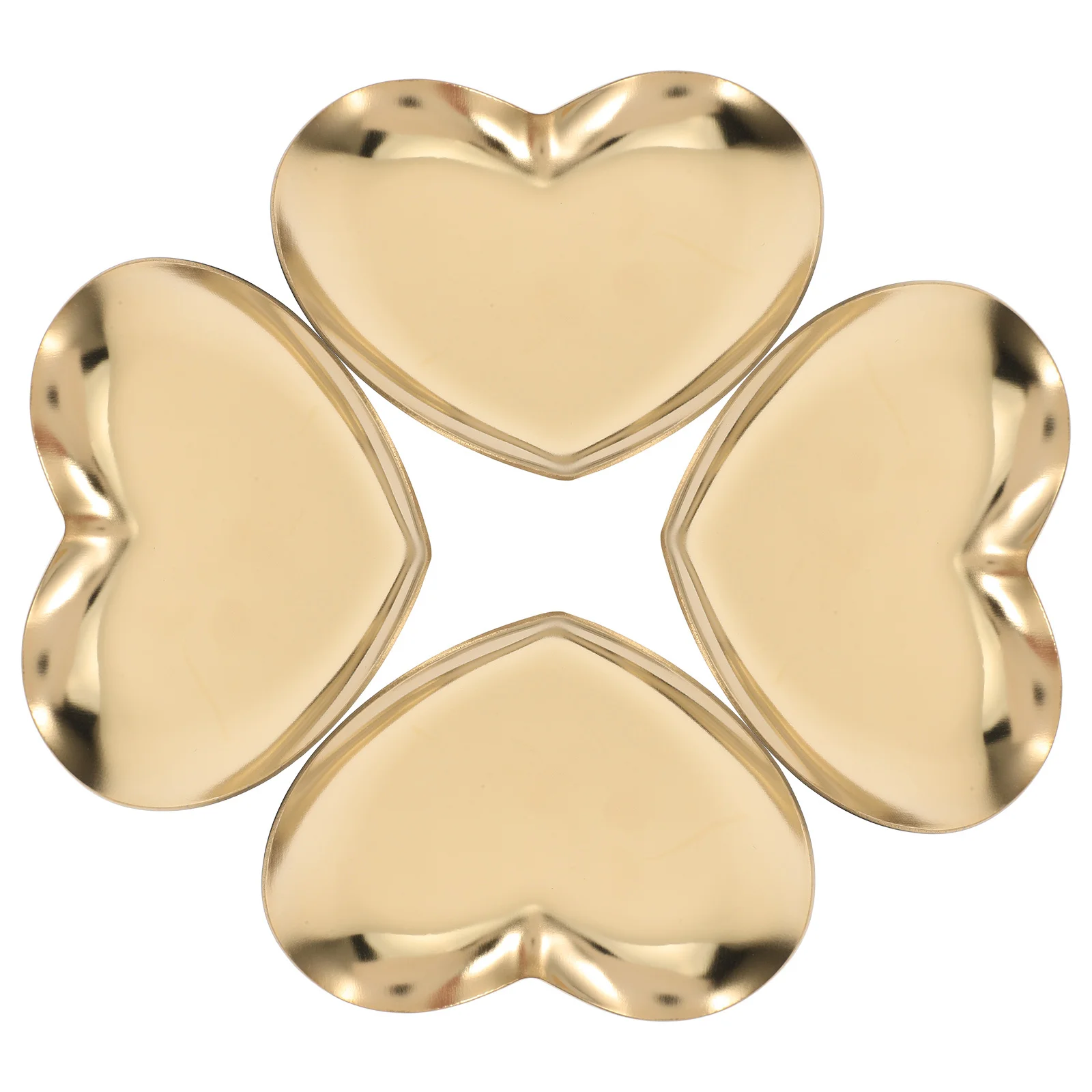 

4pcs Stainless Steel Jewelry Tray Heart Shaped Smooth Edges For Necklace Ring Earring Organizer Vanity Perfume Storage