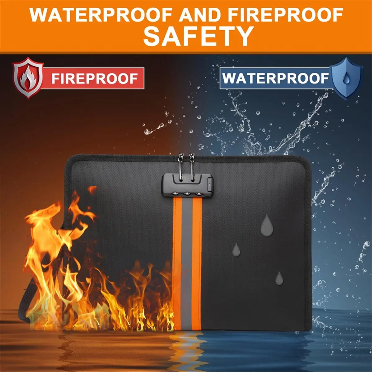 Fits for Fireproof Document Bag with Lock,13x9.2Inch Fireproof Money Bag,with Zipper and Lock,Suitable for Tablets, A4 Documents