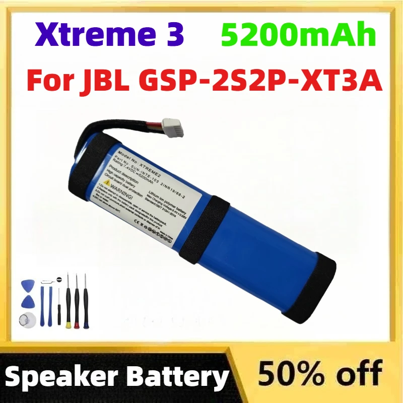 5200mAh Xtreme 3 Brand New Bluetooth Speaker Battery for JBL GSP-2S2P-XT3A Rechargeable Lithium-Polymer Batteries + Free Tools