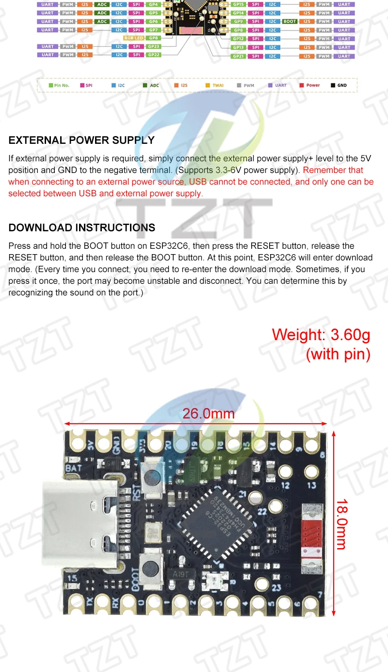ESP32-C3-Zero ESP32-S3-Zero ESP32-C6 ESP32-H2 ESP32 SuperMini WiFi + Bluetooth ESP32 Entwicklungsboard ESP32 C3 S3 Erweiterungsplatine – Detail 16
