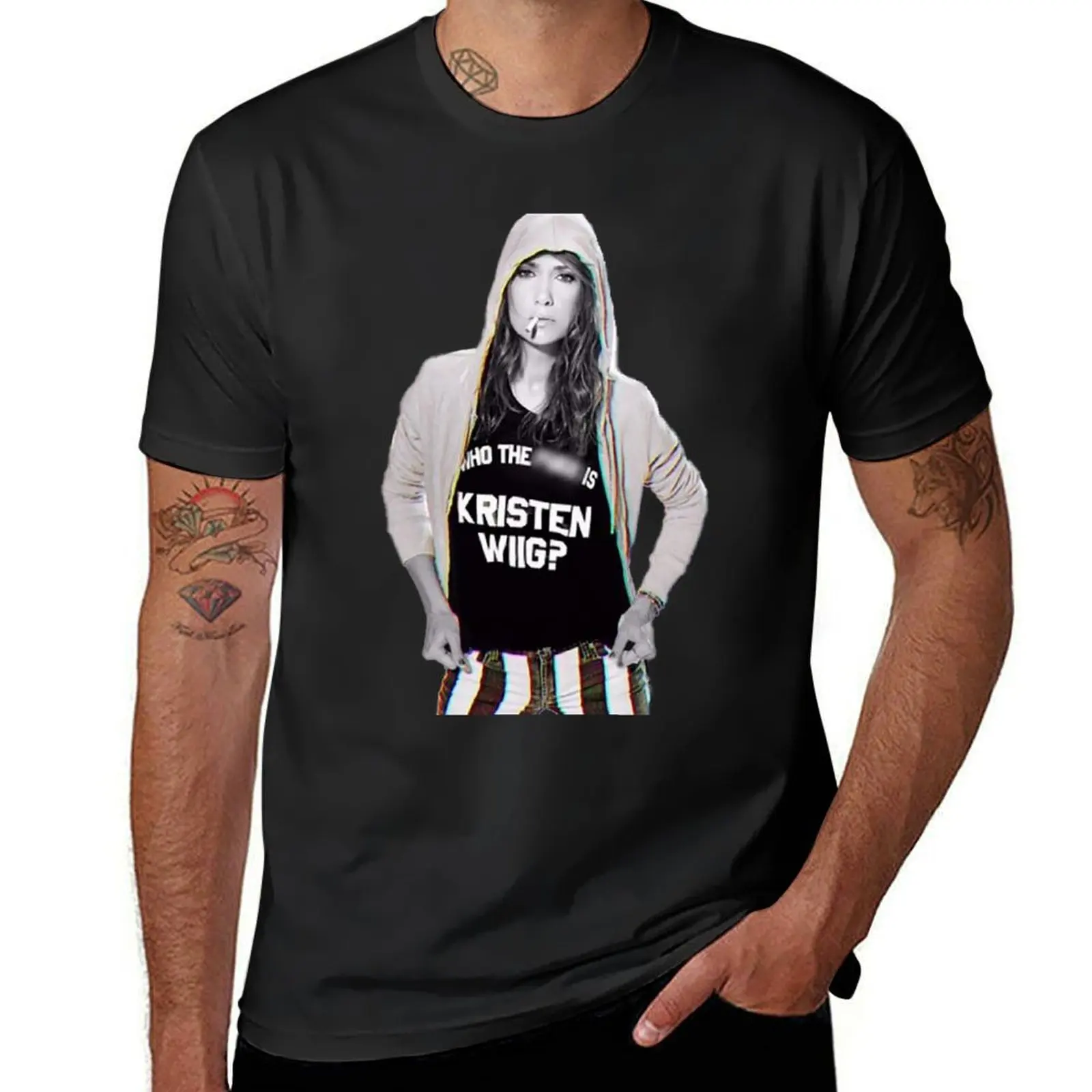 Who The F Is Kristen Wiig? T-Shirt tops sports fans plus sizes men clothing