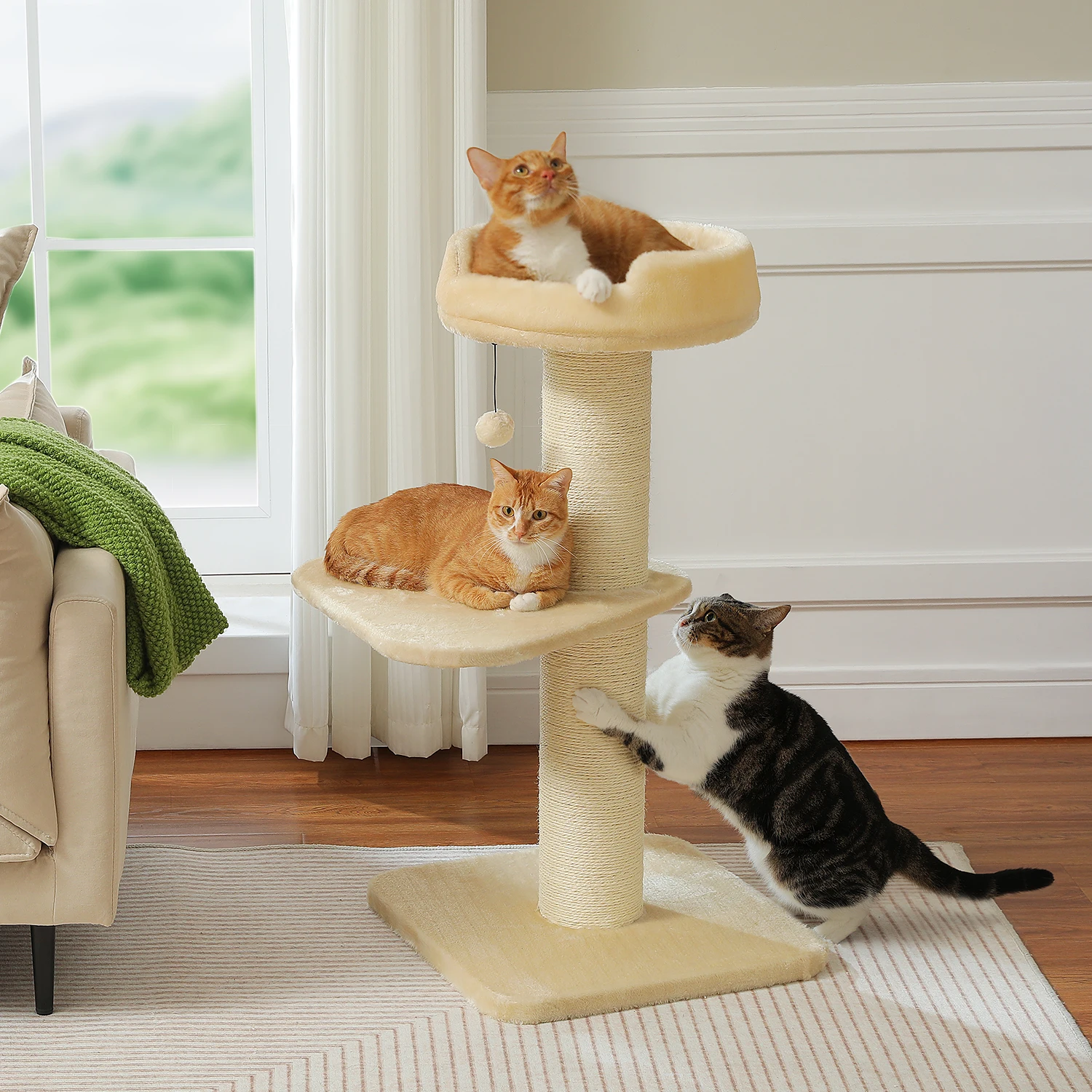 Cat Tree Safe and Sturdy Cat Tower with Scratching Post for Large Cats Tall Cat Scratcher Thick Flower Cat Bed for Indoor Cats