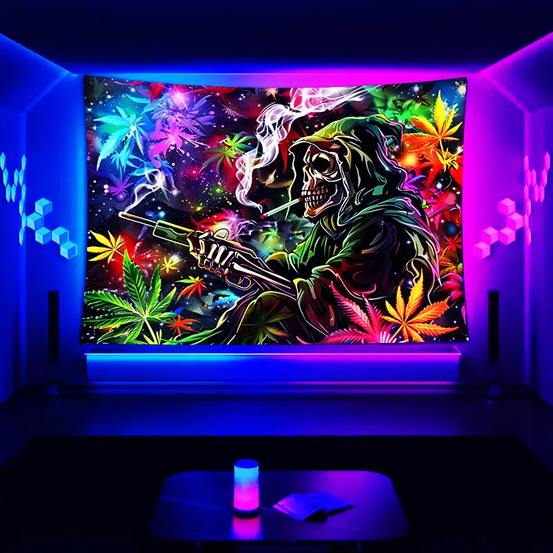 VIKAMA Psychedelic Skull Star Tapestry Hip Cool Gaming Room Dark Wind Living Room Bedroom Background Wall Decoration