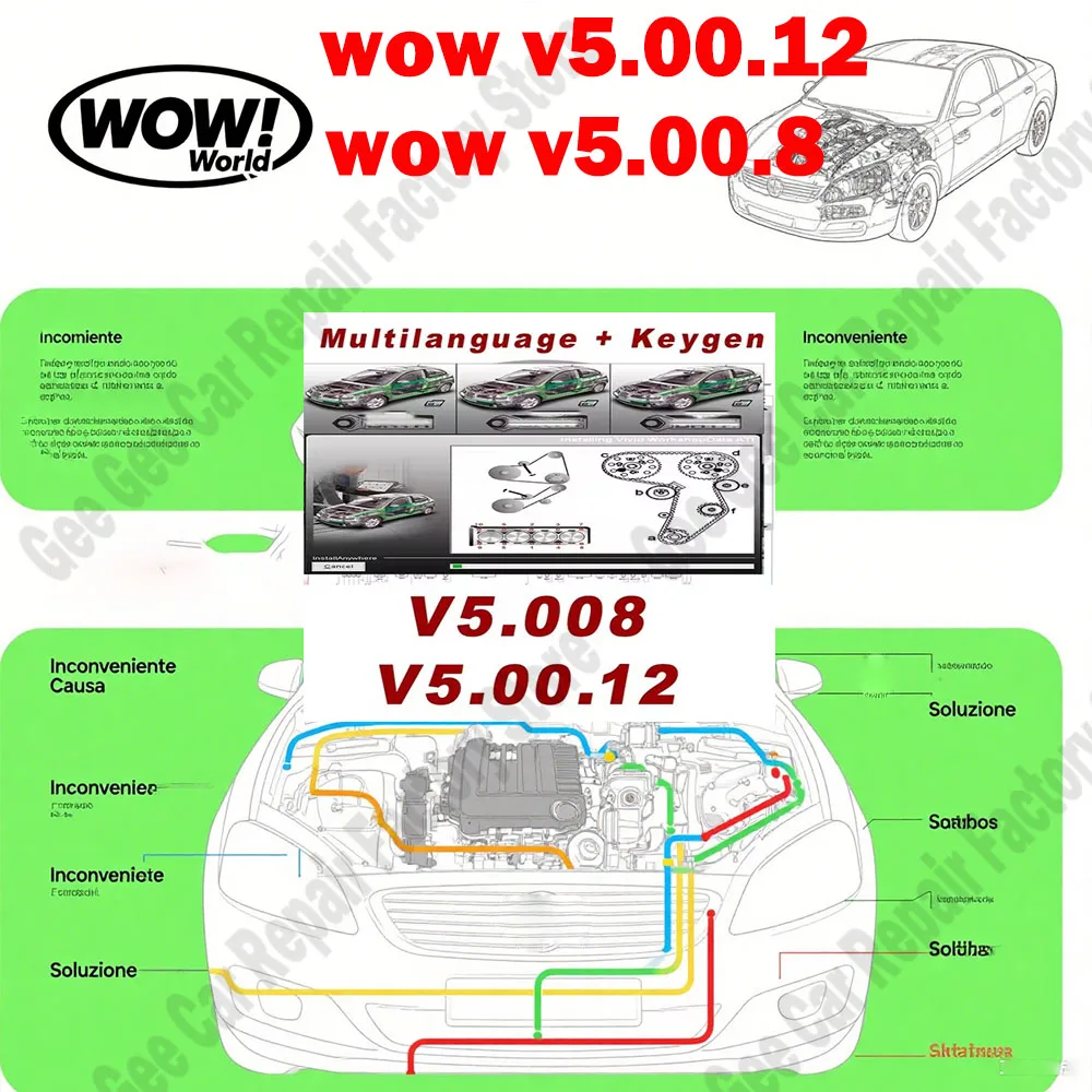 أداة صيانة السيارة W-urth WOW V5.00.12 WOW 5.00.8 obd2 الماسح الضوئي R2 برنامج متعدد اللغات مع Keygen لأداة Tcs Multi-diag #1
