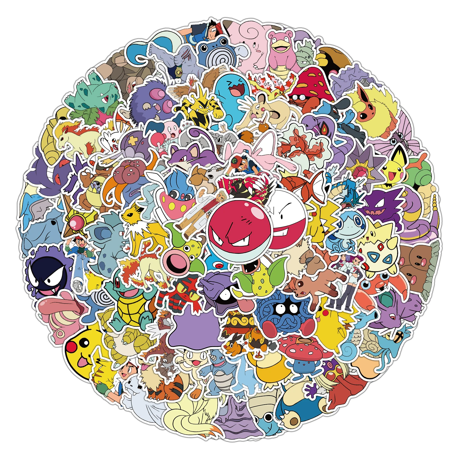 50/100pcs Pocket Monsters Graffiti Stickers Decor Helmets Skateboard Pokemon DIY Waterproof Children Stationery Reward Sticker