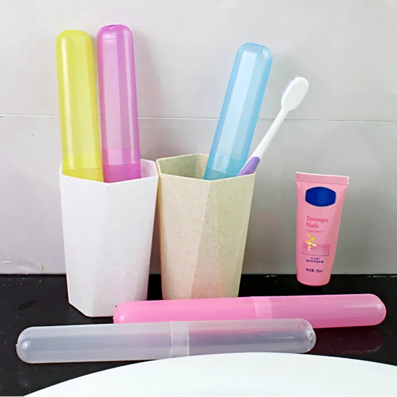 Toothbrush Head Protect Cover Tube Box Portable Case Storage Box Toothbrush Cover Travel Camping Hiking Candy Color Reusable