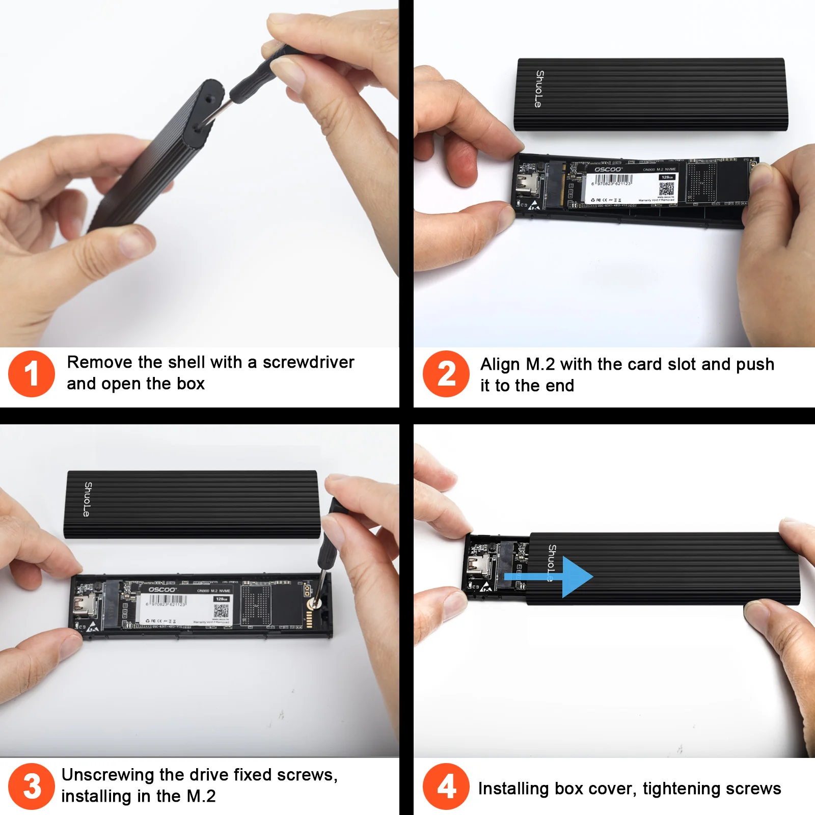 M.2 NVME PCIe SSD Case com USB Tipo C 10 Gbps Gabinete Externo Caixa de Disco Rígido para PCI-E M2 SSD - Suporte SSD