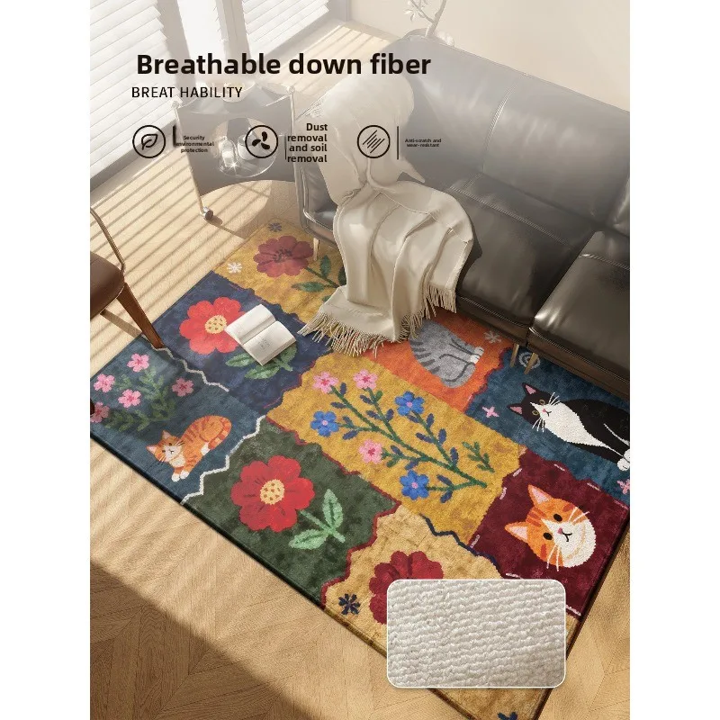 medieval retro cartoon, the sofa floor mat is waterproof and anti-fouling, and the bedroom bedside blanket is free of care.