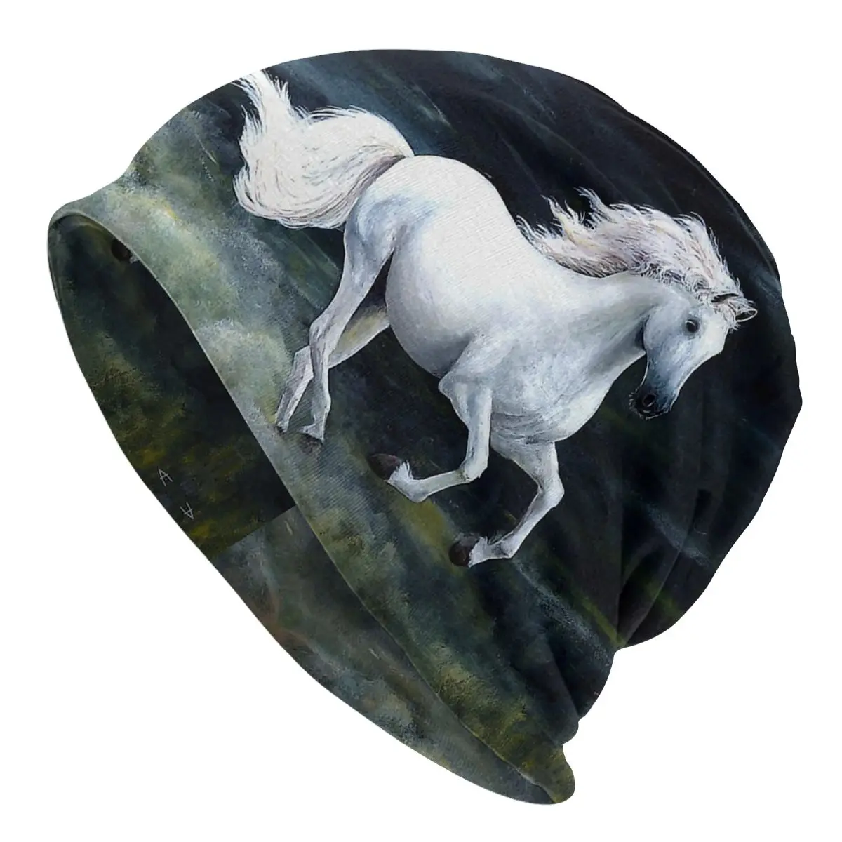 

Paintings White Horse Galloping Horse Run Quickly Unisex Bonnet Thin Outdoor Skullies Beanies For Men Women