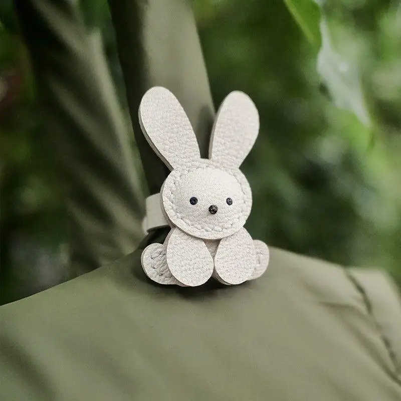 1pc Cute Bunny Bag Charm - Lightweight Synthetic Faux Leather With Stainless Steel Buckle, Adorable Rabbit Design For Backpacks