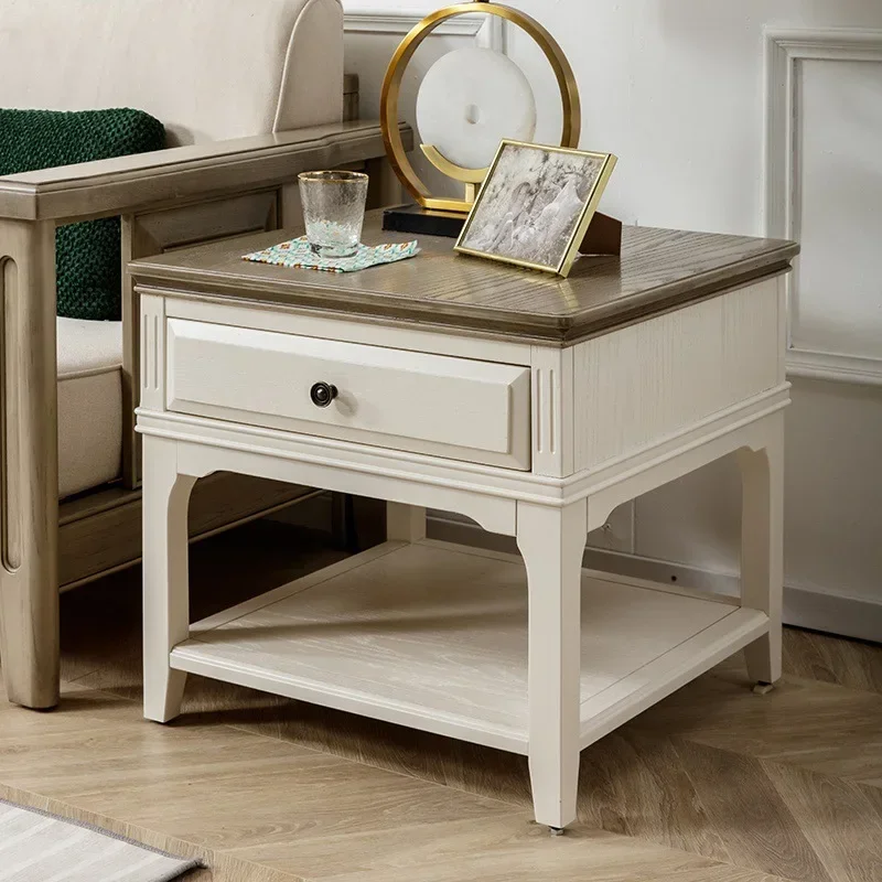 American white all-solid wood edge, sofa square, simple and beautiful cream style, living room furniture corner, sofa edge,