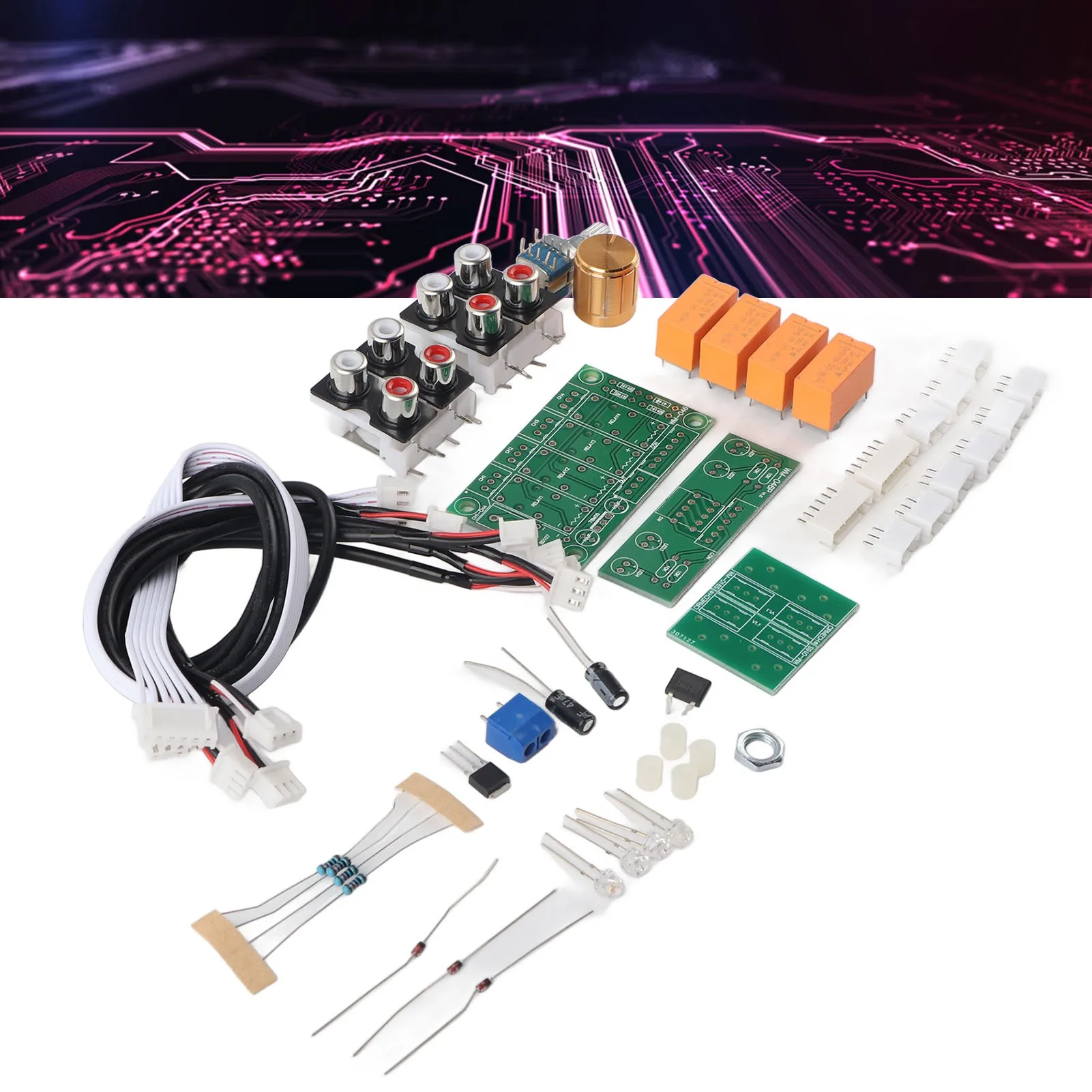 Audio Input Switch Module DIY Switching Board 4 Way Signal Selector Amplifier Relay