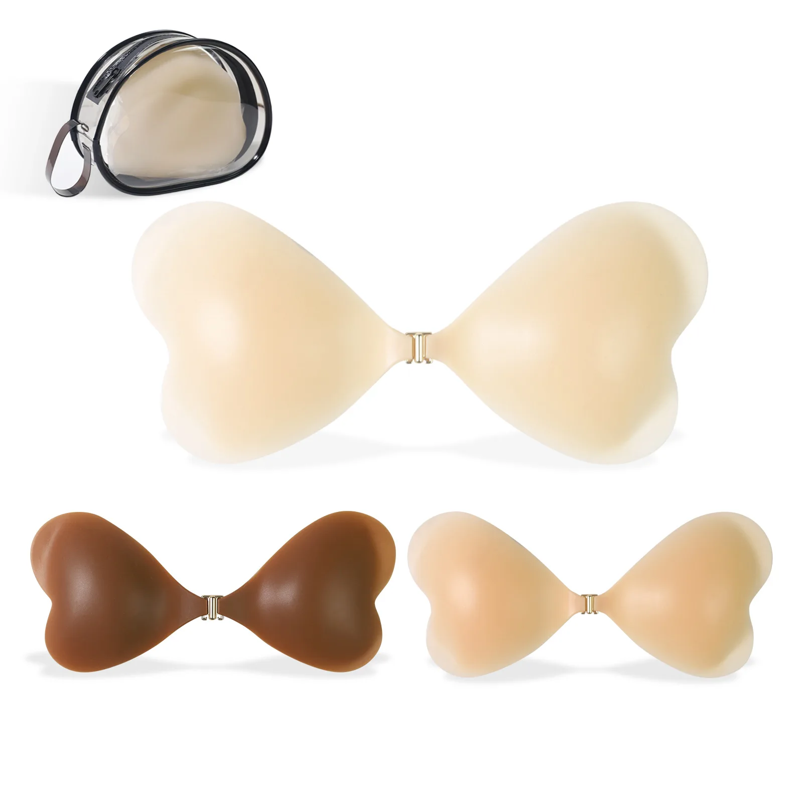 Self Adhesive Heart Shaped  Nipple Covers Ultra Thin Invisible  Lifting For Small Bust Anti Exposure Fit Camisoles Daily Outfits