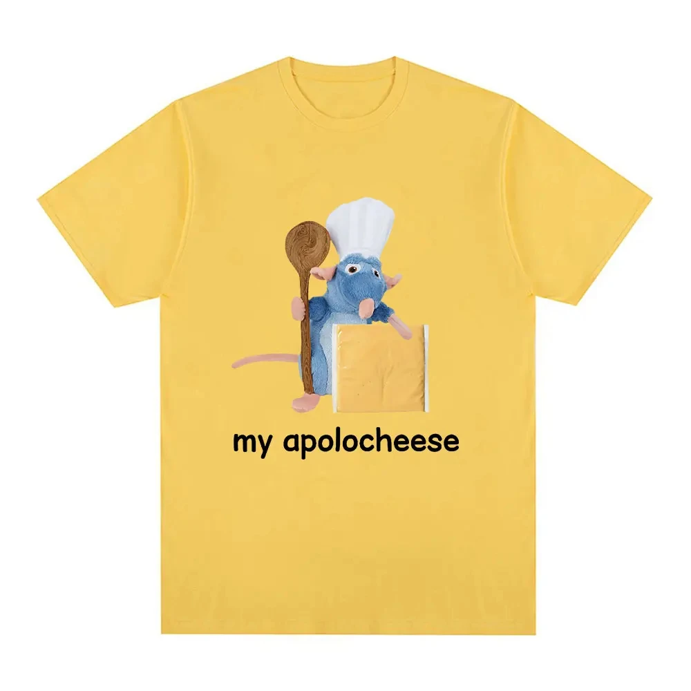 Funny My Apolocheese Rat Plush Cheese T Shirt Mężczyźni Kobiety Odzież Moda Koszulki z krótkim rękawem Lato 100% Bawełna Koszulki Oversize