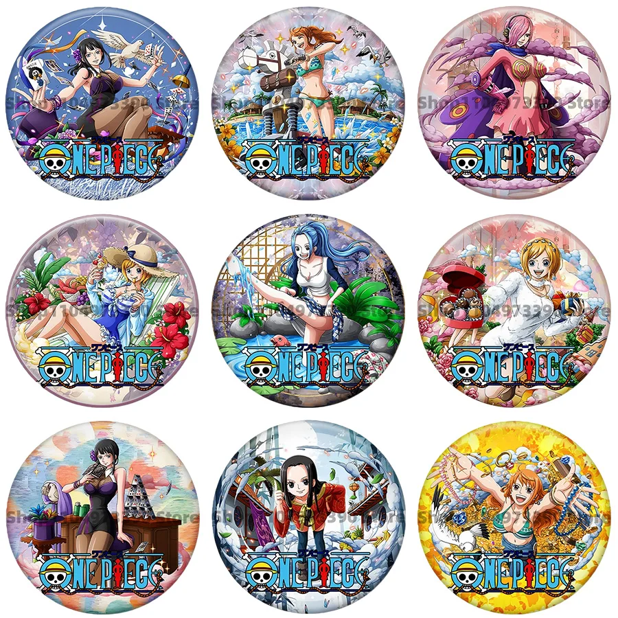 Figurine de dessin animé une pièce Luffy Zoro Edward Newgate Vivi Nico Robin, broche ronde sur sac à dos, Costume de Cosplay, cadeau pour Fans