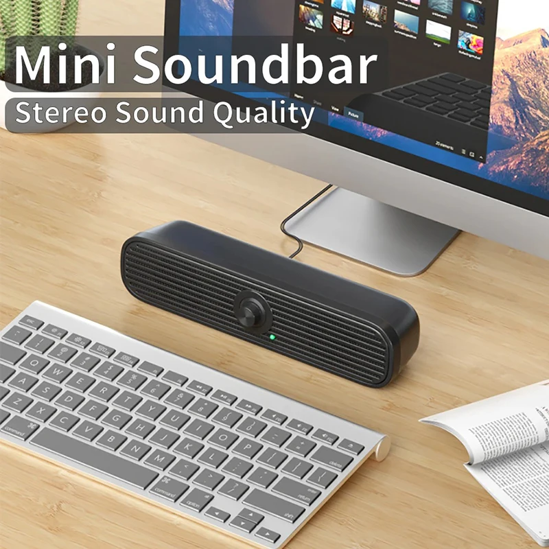 Altavoz con Cable para Computadora, Caja de Sonido Portátil, Barra de Sonido Musical para PC, TV, Laptop, Escritorio, Bocina, Sistema de Audio de Columna