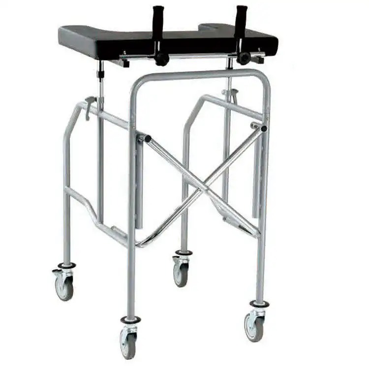 2023 New Stainless Steel Armpit Support Walker Assisted Walking Adjustable Height Four-Wheel Walking Aid