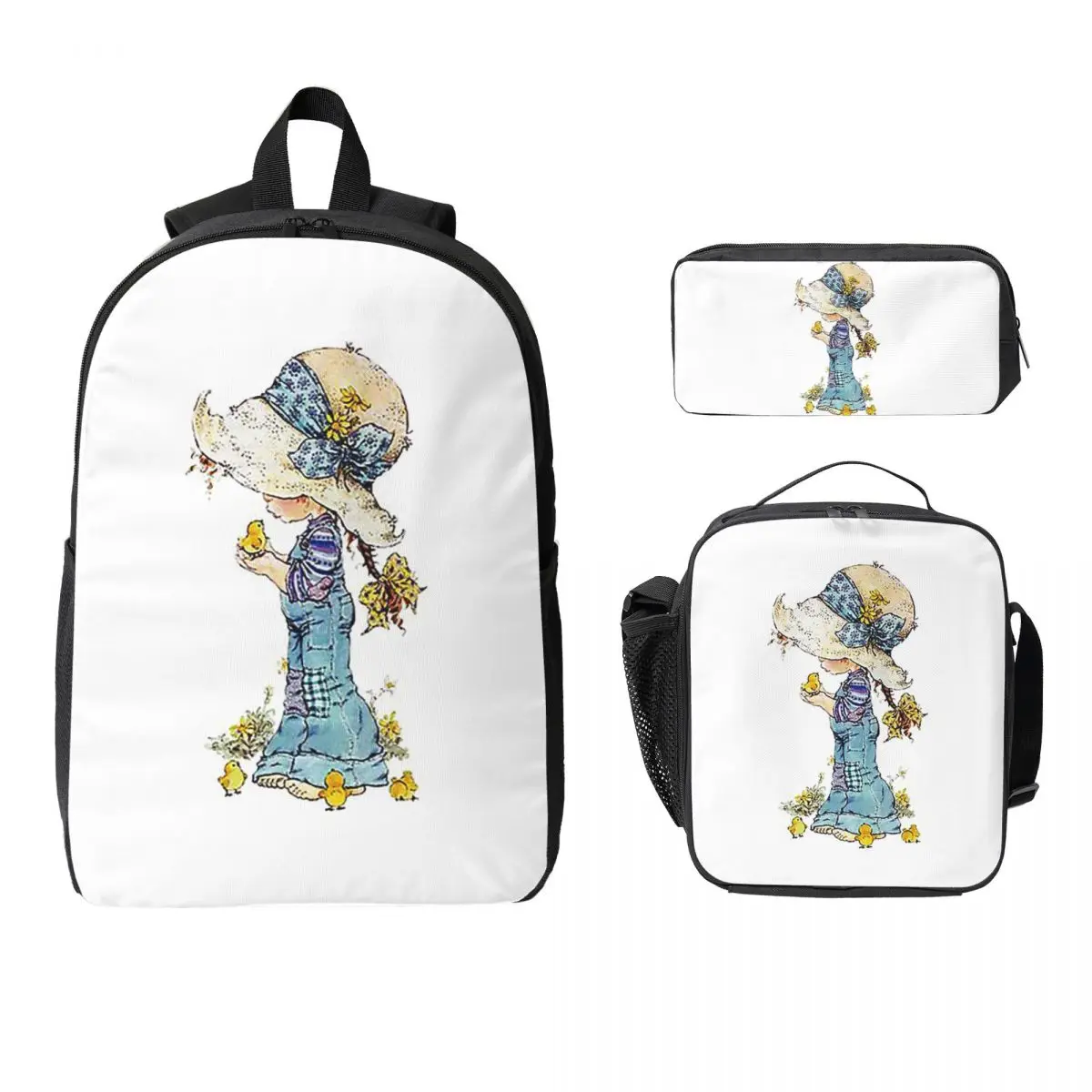 

Kawaii Sarah Kay Backpack Student BookBag School Bag Laptop Shoulder Bags 3ps Insulated Lunch Bag Pencil Case