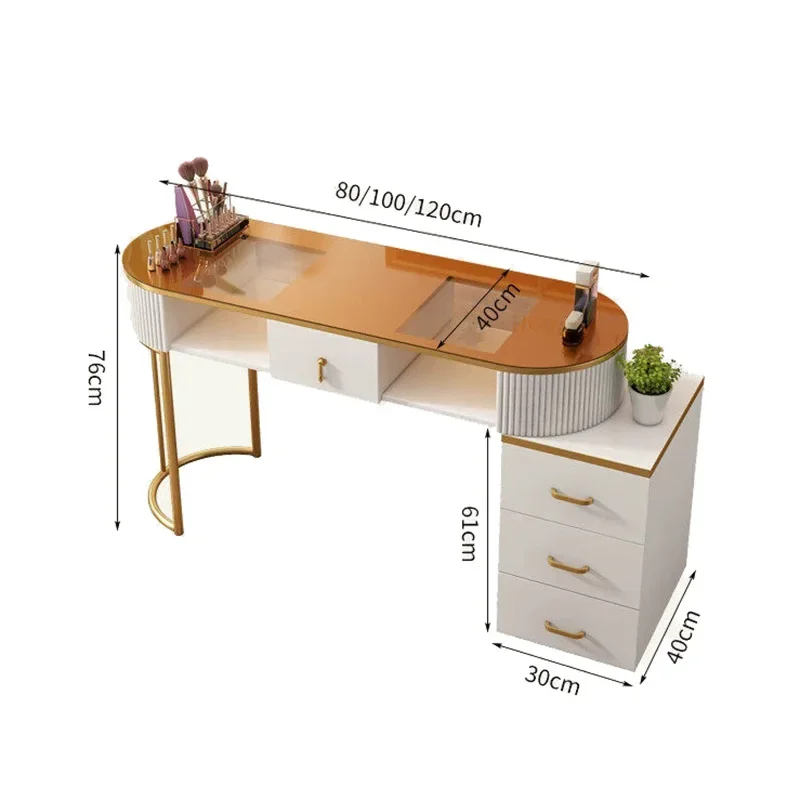 Modern White Cream Luxury Multifunctional Nail Table For Single Person Simple And Complete Set Table Manucure Salon Furniture