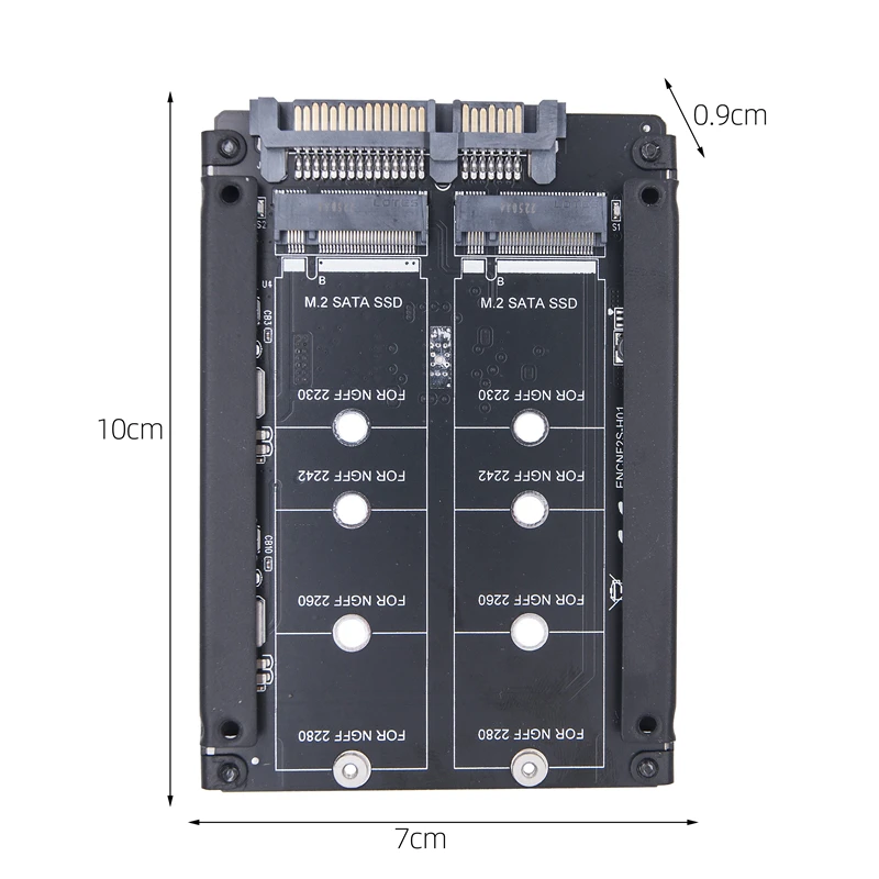 Переходник jino с 2 портами B + M Key M.2 SATA SSD на SATA3.0 6 ГБ 2,5 дюйма, переходник с металлическим корпусом для SSD 2230 2242 2260 M2