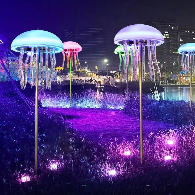 Smart RGB Color Changing Jellyfish Light Remote Control Waterproof Outdoor Landscape Lamp For Park Street Garden Yard Decoration