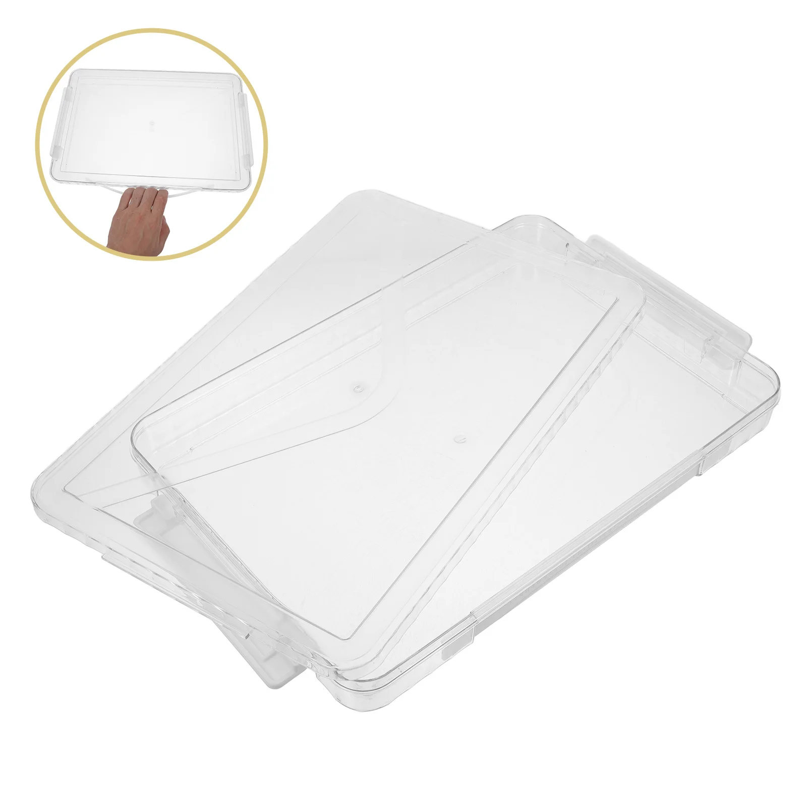 

Transparent Portable Document Storage Box Lid Waterproof Organizer Clear File Box Handle for Certificates Document Case
