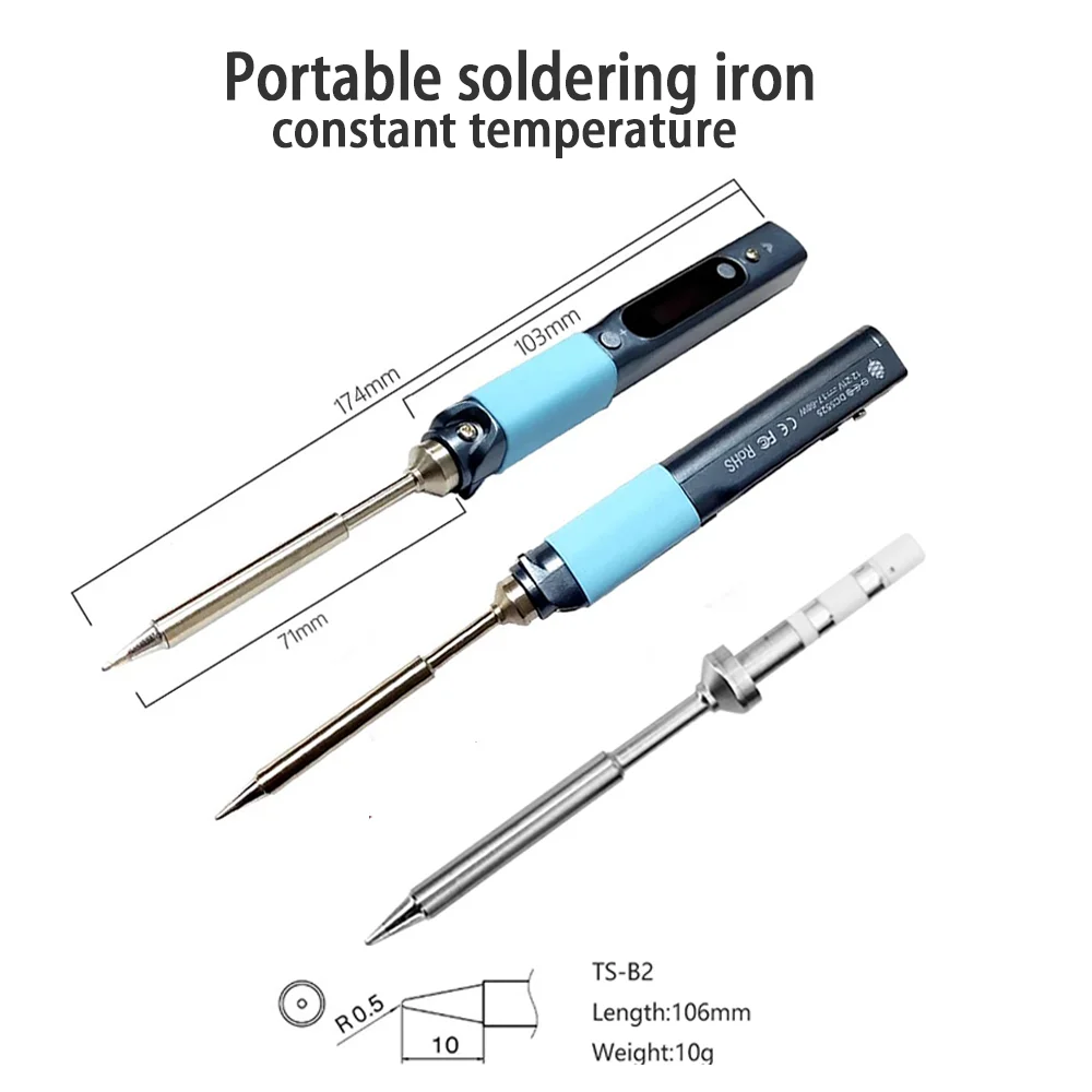 Imagem -04 - Mini Ponta de Ferro de Solda para Ferramentas de Solda Pine64 Pinecil Vermelho v1 Ts-b2 tipo c Jack Temperatura Constante Manutenção Inteligente