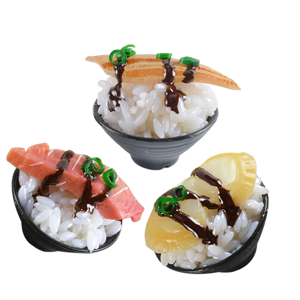 3 Pcs Simulation Sushi Kids Toys Play Food for Kitchen Restaurant Rice Pretend Accessories Game Child