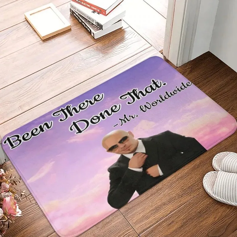 VIKAMA Mr Worldwide Live Laugh Love Doormat Pink Heart Meme Non Slip Soft Entrance Mat for Bedroom Home Decor