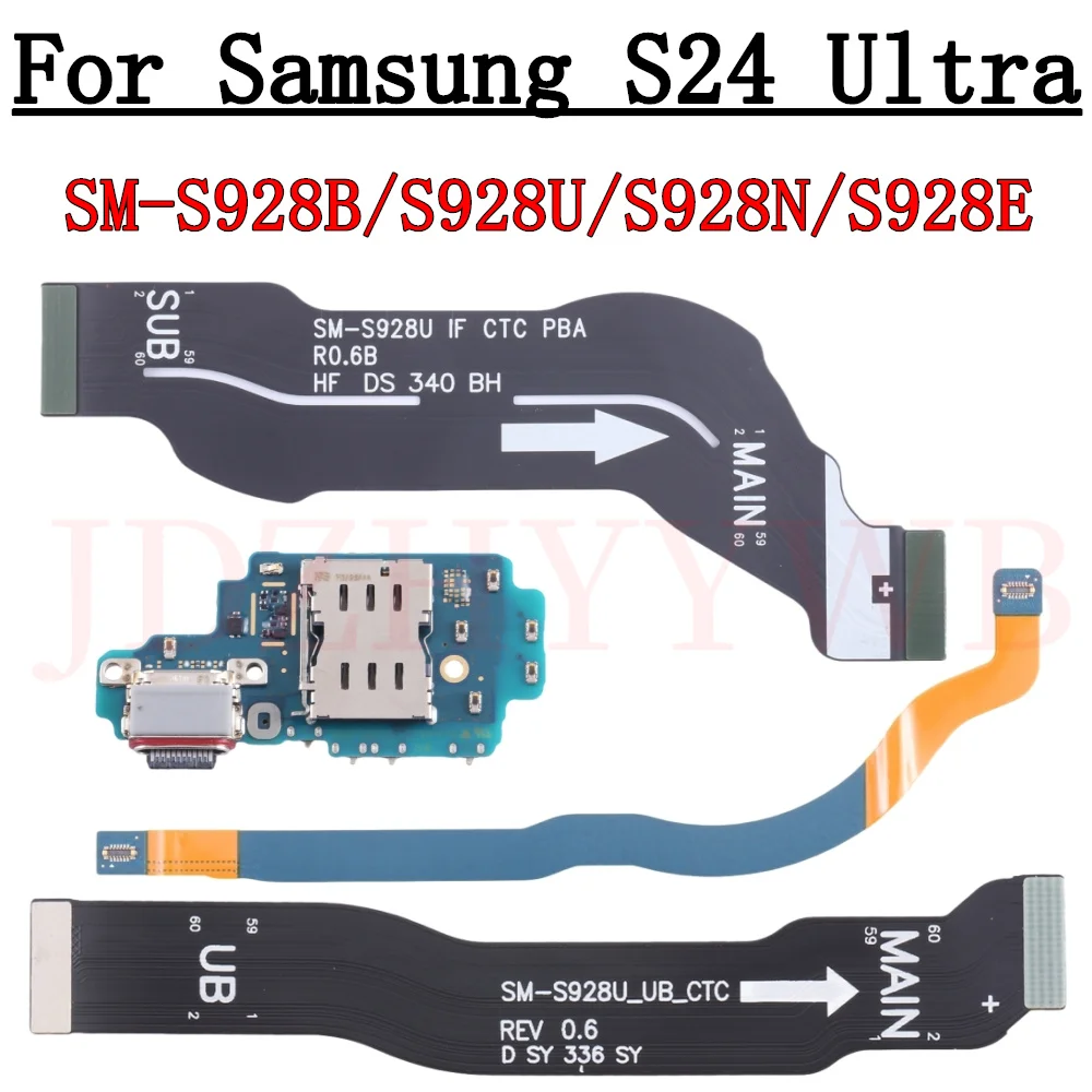 

USB-порт для зарядки с разъемом для подключения док-станции, гибкий кабель для материнской платы с ЖК-дисплеем для Samsung Galaxy S24 Ultra S24Ultra